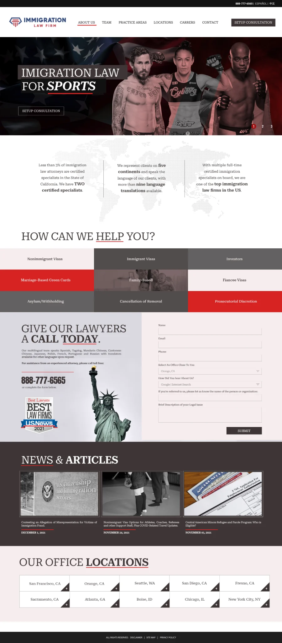 Immigration website Web design project